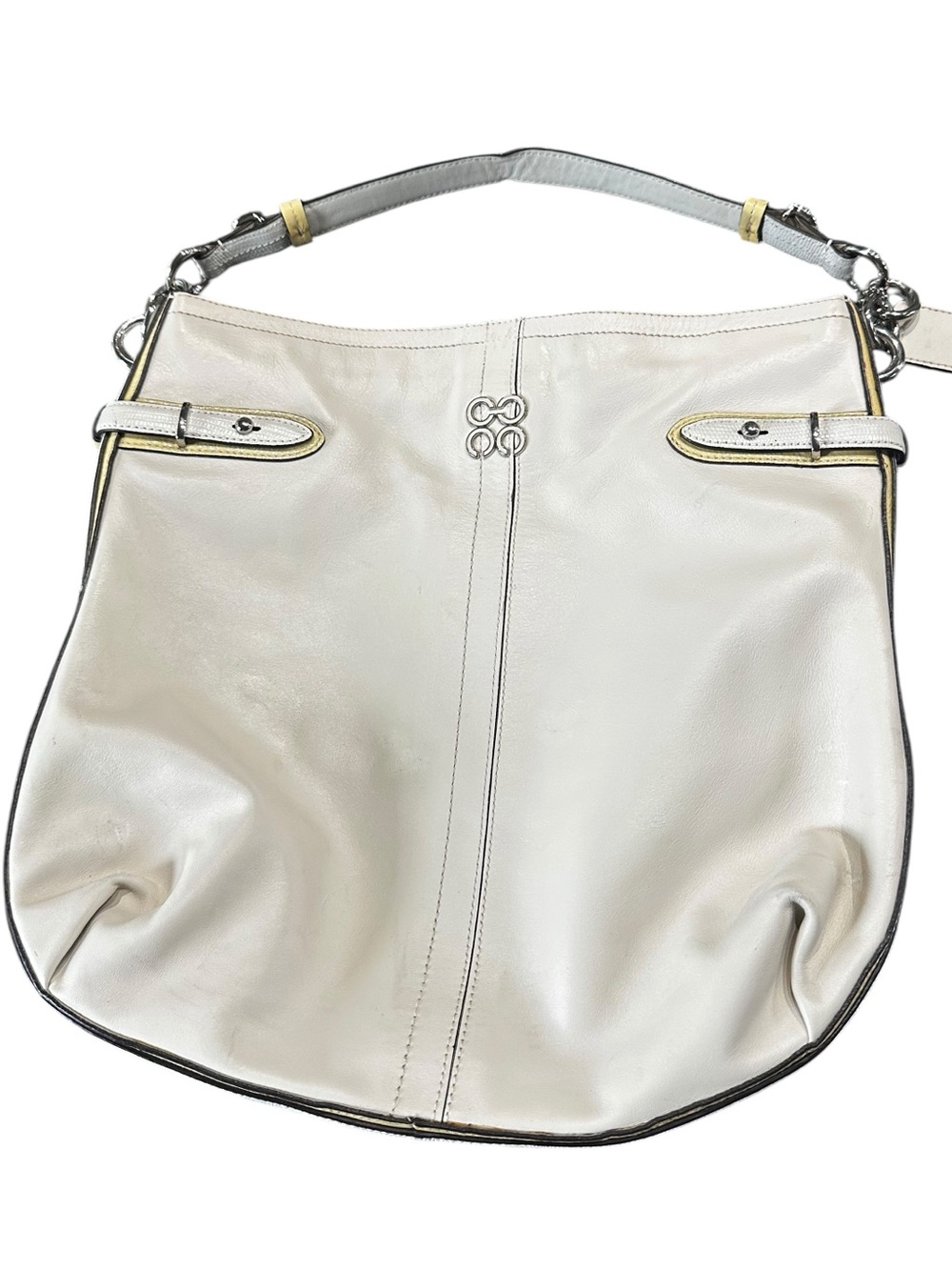 Coach Leather Purse & Charm Colette Cream Shoulder Bag Hobo Horse Carriage